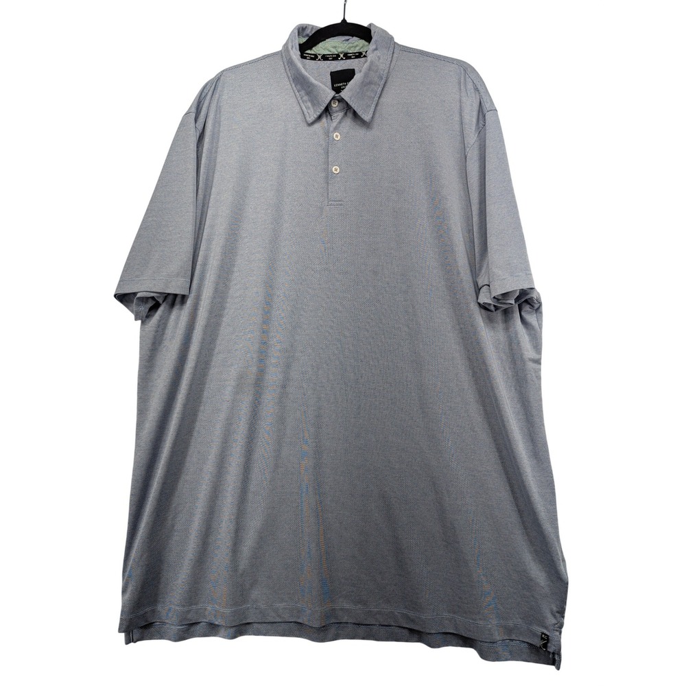 Kenneth Cole Golf Mens 3XL Blue Micro Stripe Short Sleeve Performance Polo Shirt